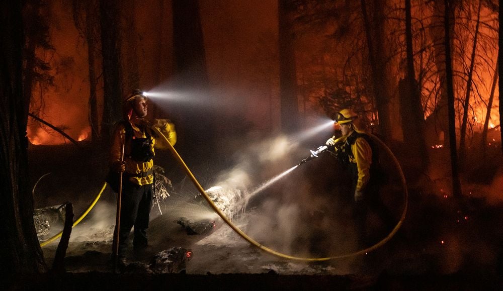 firefighters in wildfire